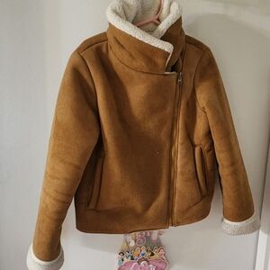 OshKosh B'gosh Tan Kids Pea Coat with Sherpa Lining